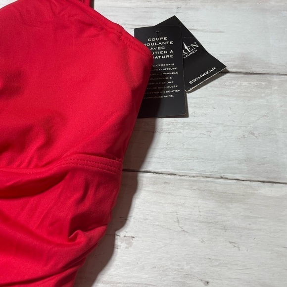 Ralph Lauren Women's Beach Club Solids Ring One Piece Swimsuit Red slimming - Picture 9 of 13